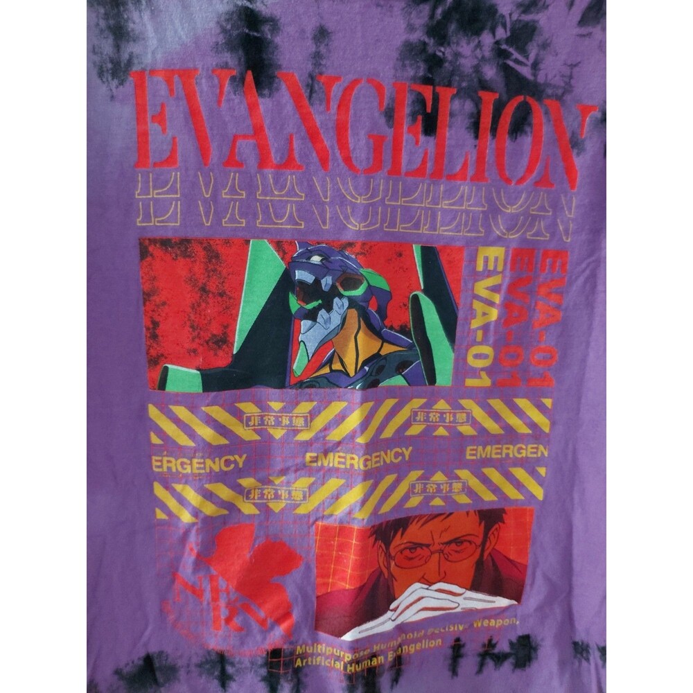 Neon Genesis Evangelion Purple Tie Dye Emergency T-Shirt Size Small - Picture 2 of 7